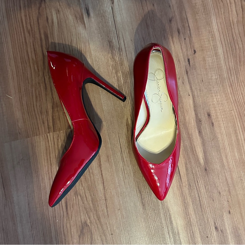 $50 Jessica Simpson Red Heels WORN ONCE size 8